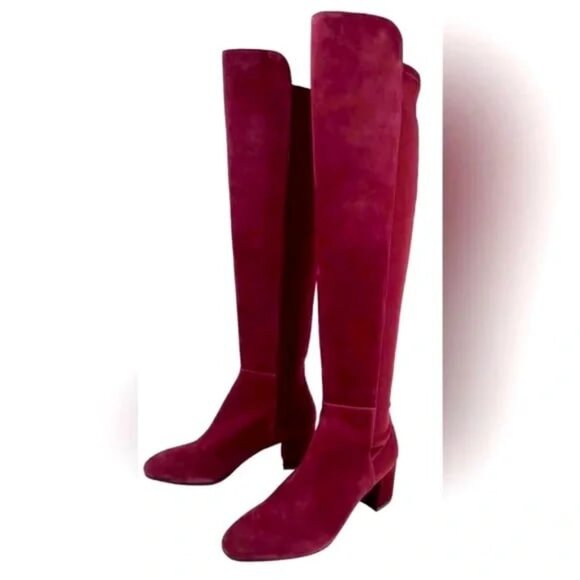 STUART WEITZMAN Gillian Suede Over the Knee Boots Burgundy 6 MSRP $795 NWOT - Picture 3 of 8